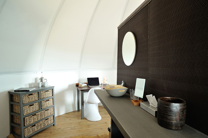 Wash area and toilet inside each sleeping pod